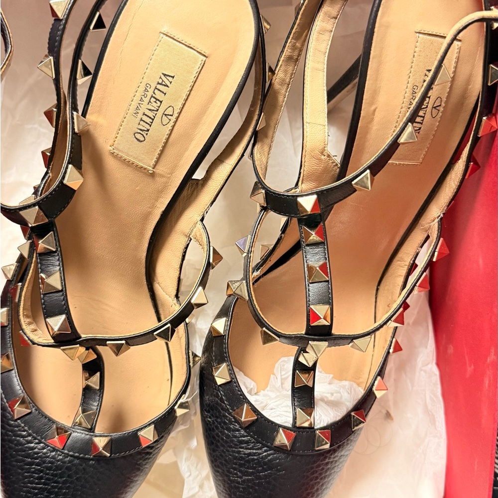 Valentino Black and Red Studded Heels